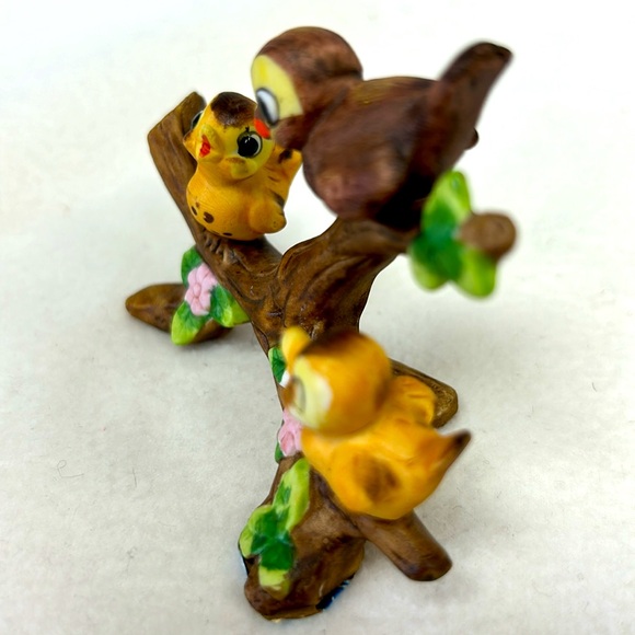 Vintage 50’s JOSEF ORIGINALS bisque porcelain anthropomorphic birds on a branch - Picture 3 of 8